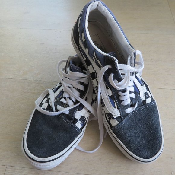 Vans Old Skool Checkerboard Dress Blues White Sneakers Low Top Shoes Mens 7.5 - Picture 7 of 13
